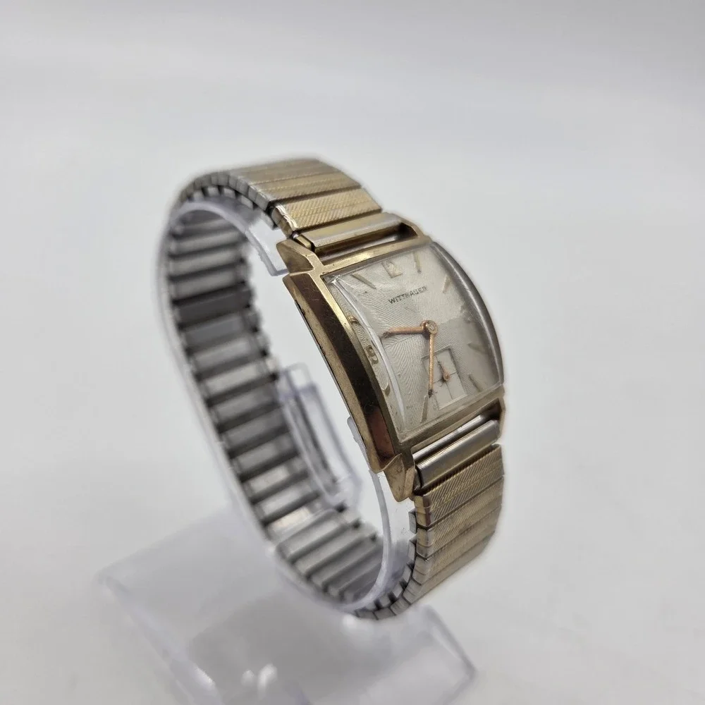 WITTNAUER 10K RGP Square Bezel WATCH Domed Glass 17 Jewels Winding Mechanical